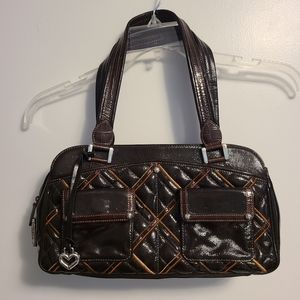 GUC - Brighton Dark Brown Quilted Patent Leather Bag